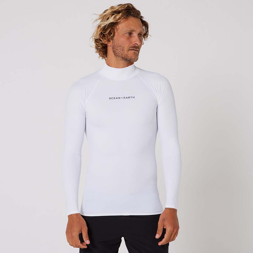 O&E RASH GUARD MENS SCRIPT L/S WHITE